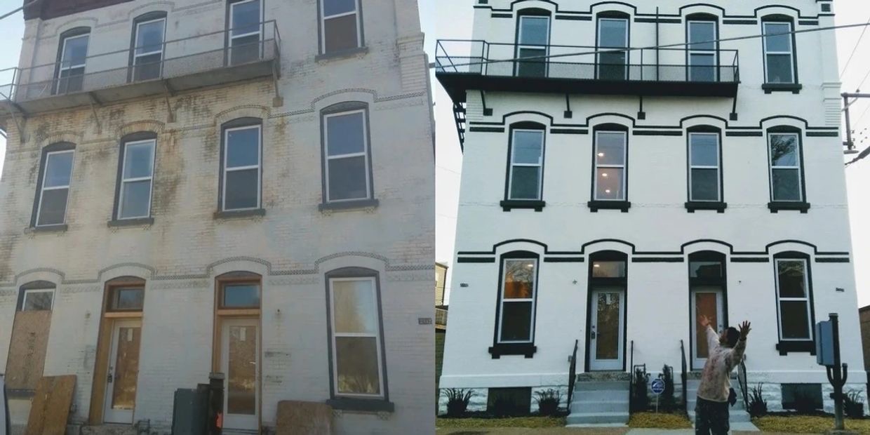 Residential masonry restoration, before and after